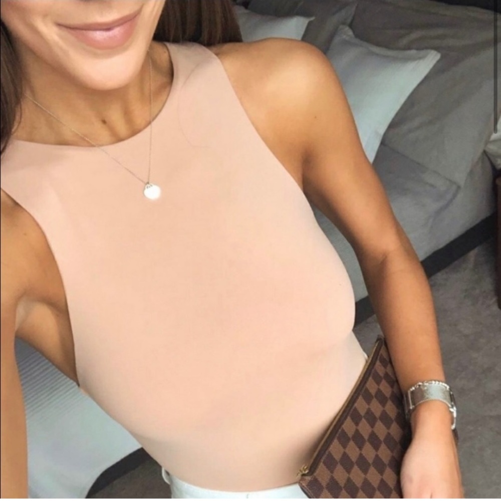 Zara Halterneck bodysuit, Nude, S, New No tags